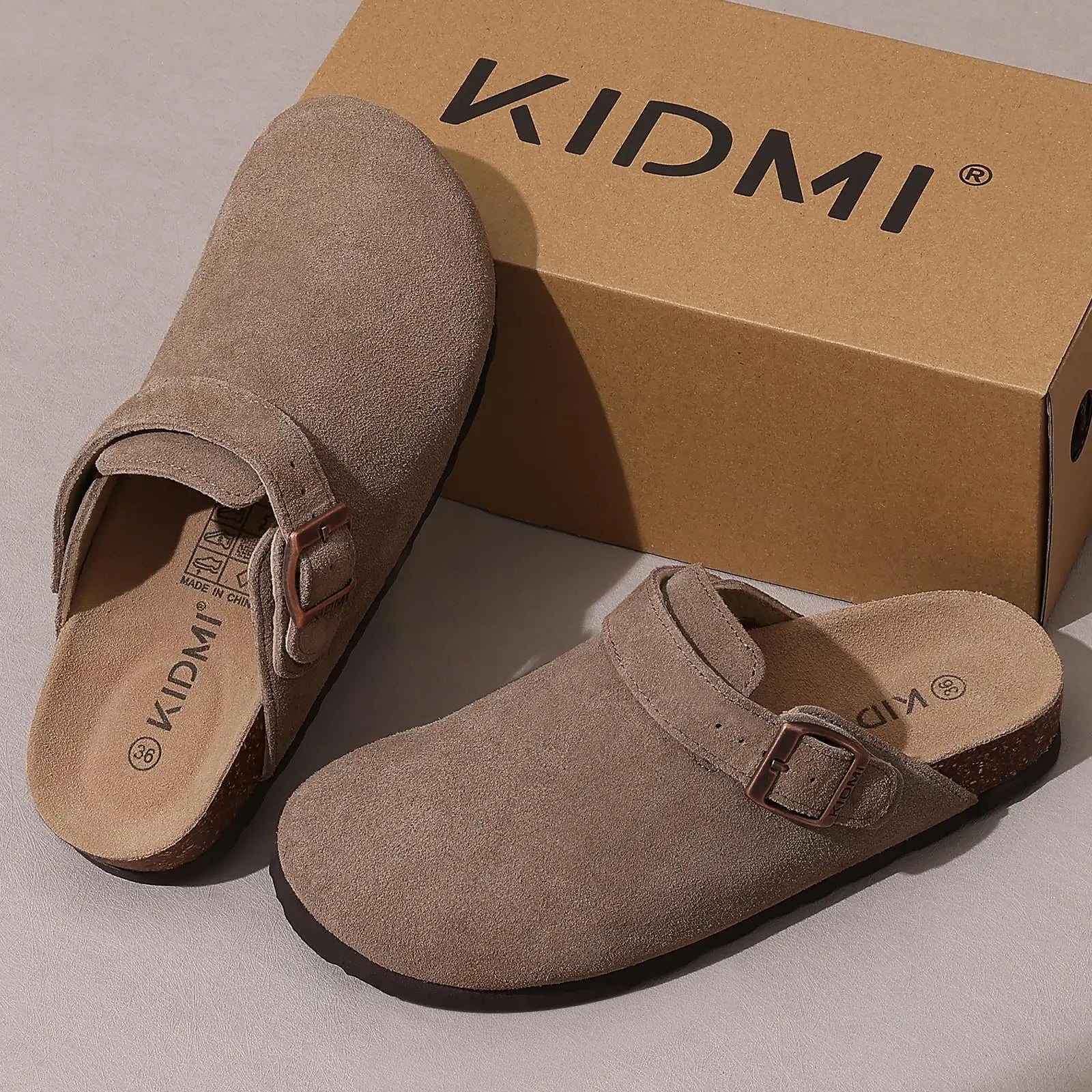 Women'S Suede Clogs with Arch Support New Adjustable Strap Cork Footbed Mules Lady Slip on Clogs Slippers Men Cork Slides